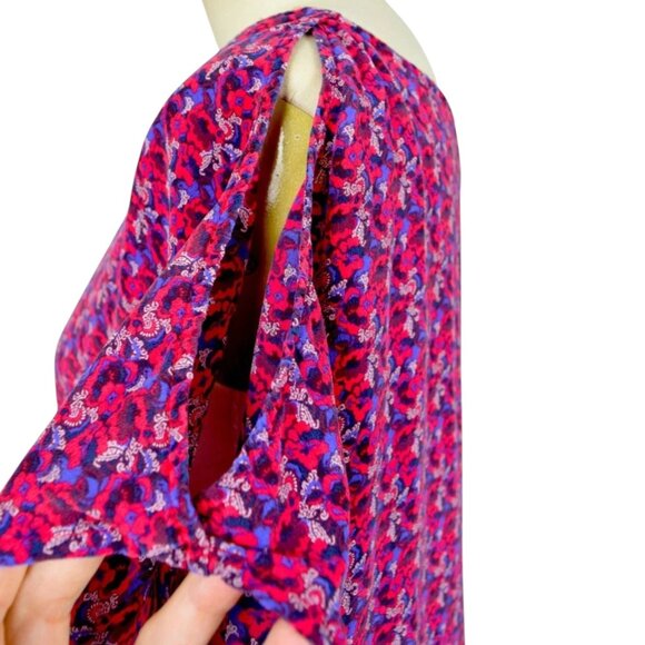 JOIE MEADOW CURRENT 100% SILK ABSTRACT CUTOUT COLD SHOULDER TOP - Picture 5 of 8